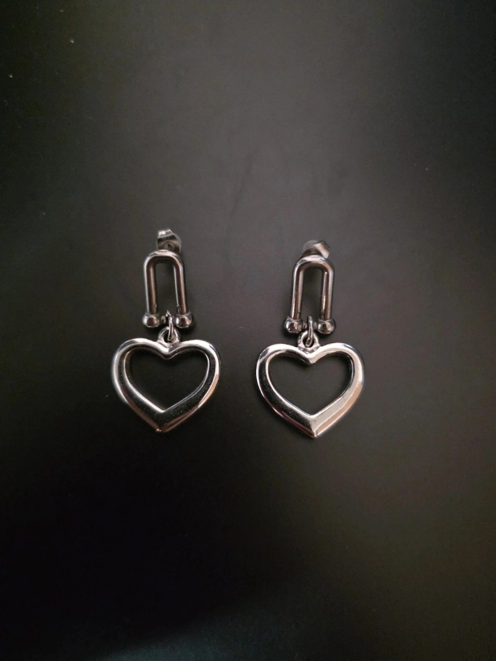 Metal Heart Drop Earrings